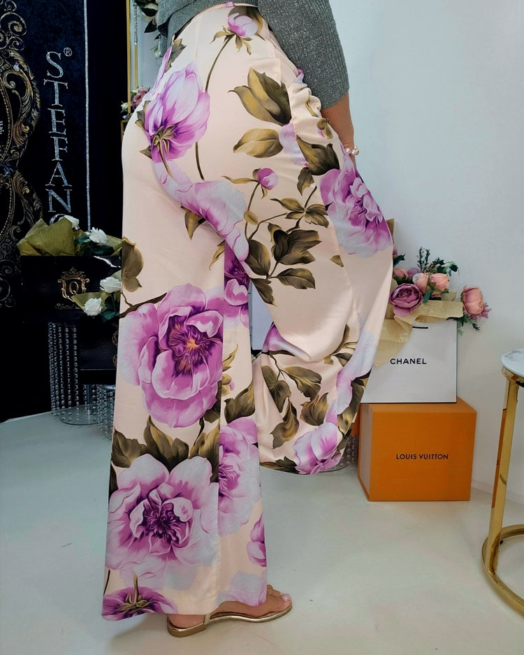 Satin Blumenhose, Bundfalten – Ansicht 4 | United Queens
