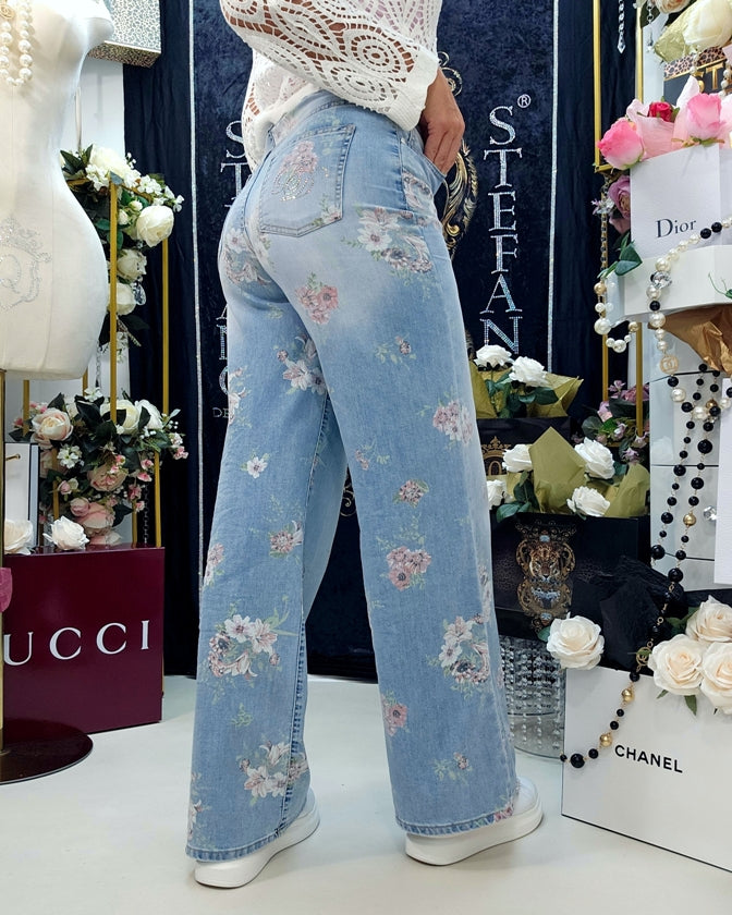 Blumen Jeans mit Swarovski – Ansicht 3 | United Queens