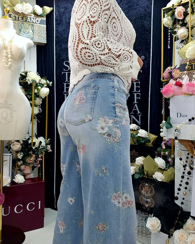 Blumen Jeans mit Swarovski – Ansicht 4 | United Queens