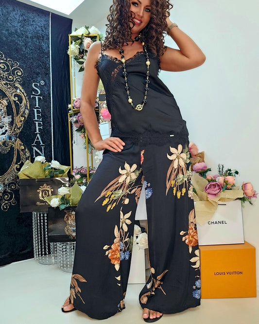 Satin Blumenhose, weiter Schnitt – Ansicht 4 | United Queens