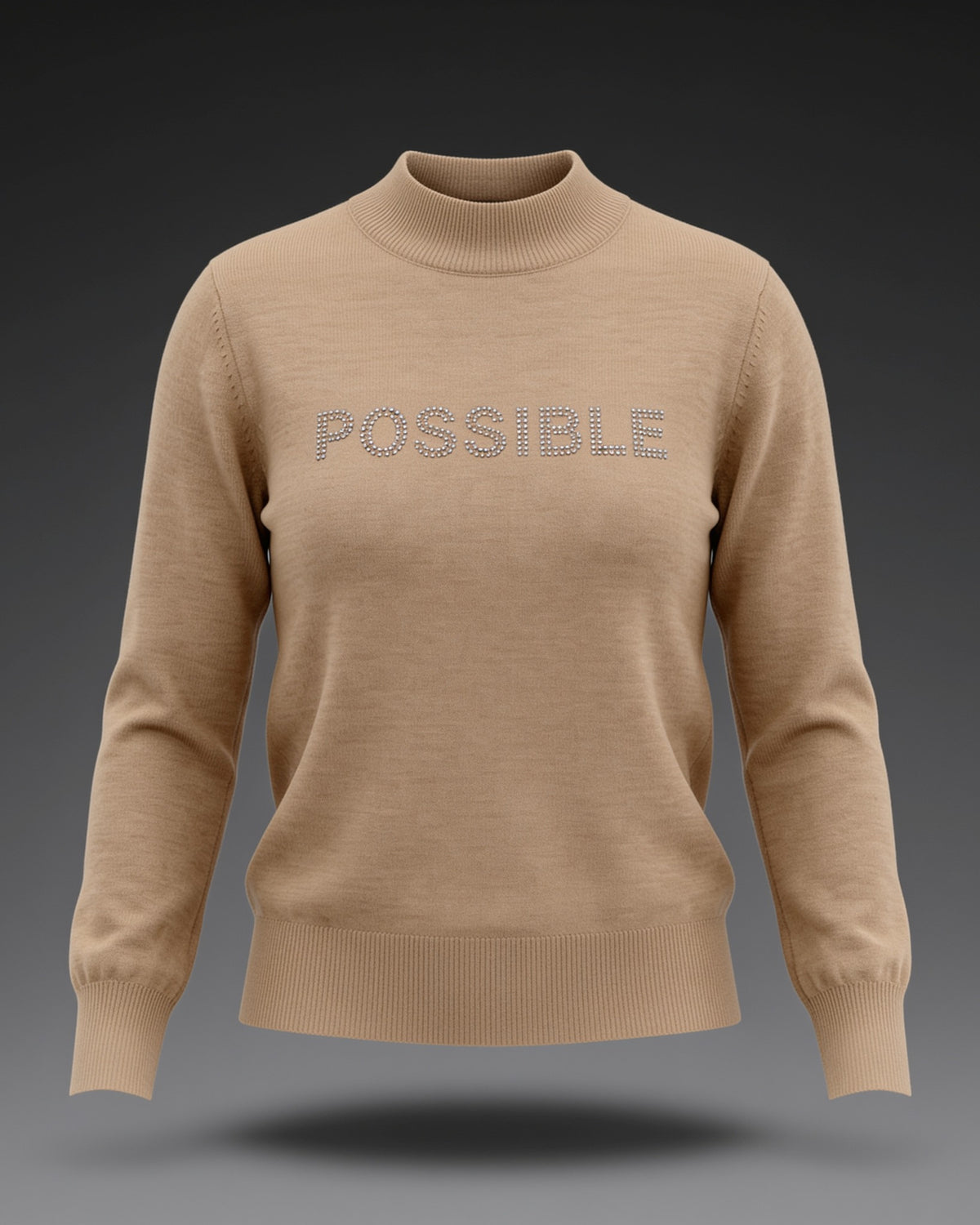 POSSIBLE Elegance – Feinstrick-Pullover mit Kristall-Schriftzug