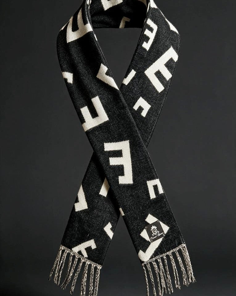 United Queens Angora Luxury Schal – Black & Ivory