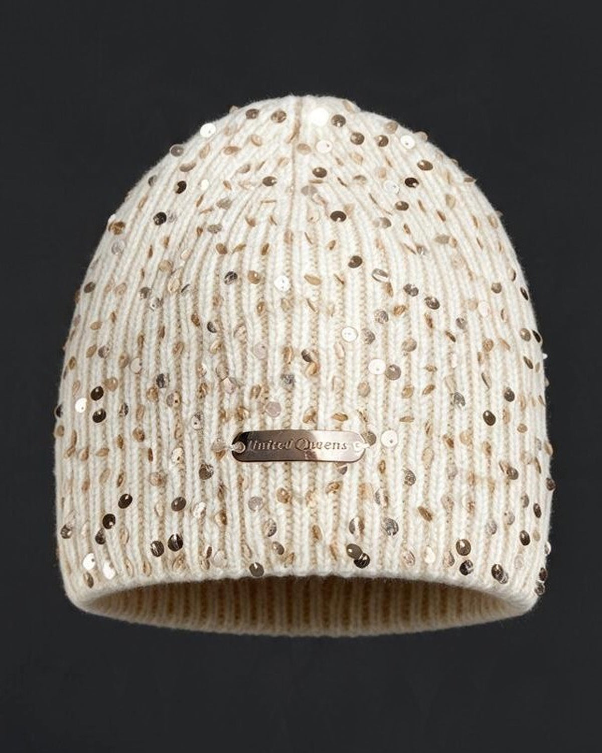 Beige Pailletten Mütze [AI]