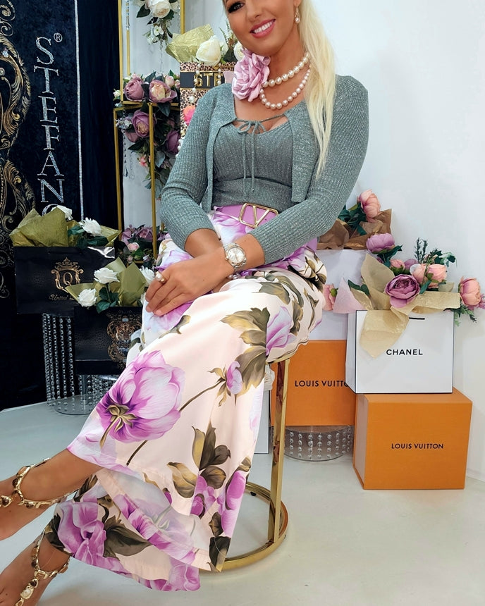 Satin Blumenhose, Bundfalten – Ansicht 6 | United Queens