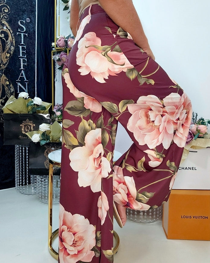 Satin Blumen Hose