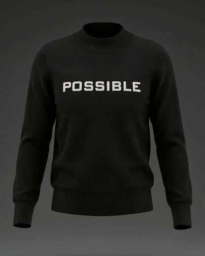 POSSIBLE Elegance – Feinstrick-Pullover mit Kristall-Schriftzug