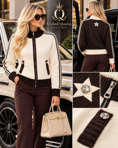 Creme und Dunkelbraun Jacke [AI]