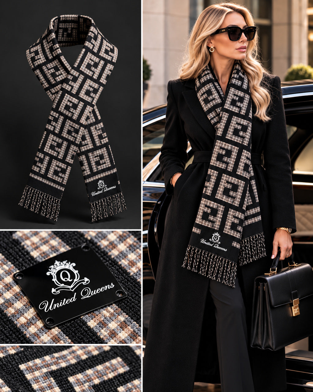 United Queens Luxury Winter Schal – Black Elegance