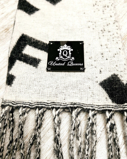 United Queens Angora Luxury Schal – Black & Ivory